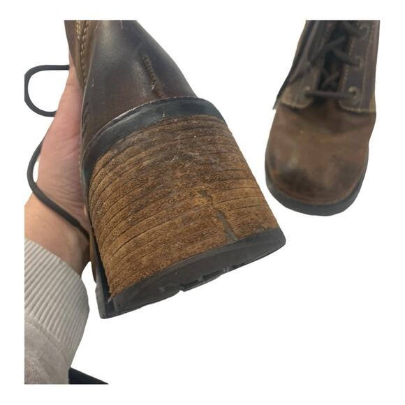 Skechers 7.5 Women's Brown Leather healed vintage y2k Ankle Boots chunky - Picture 9 of 16